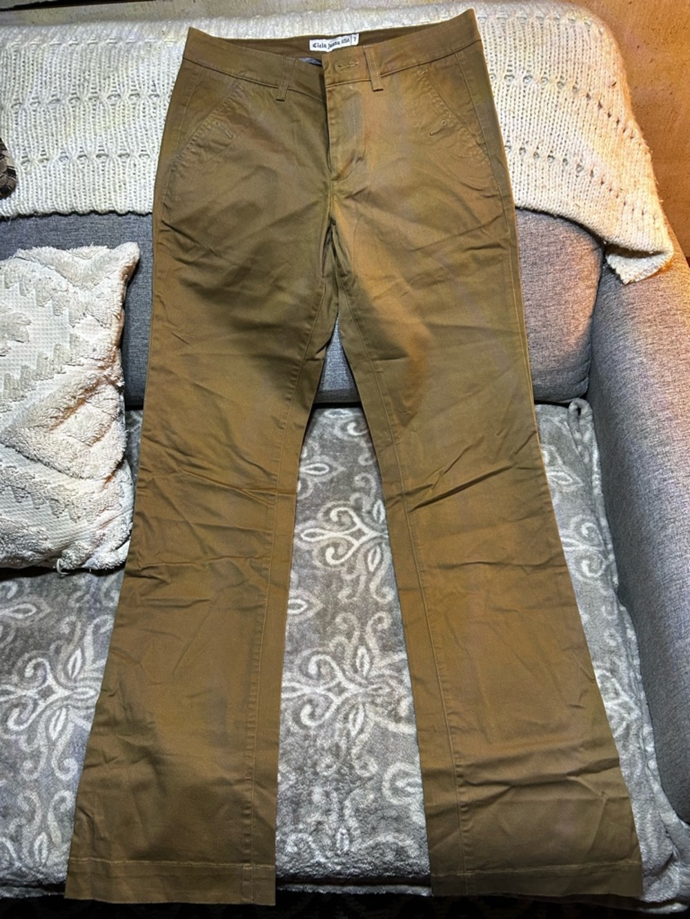 Vintage Y2K Cielo Olive/Tan - Straight Leg pants 97% cotton sz 7/28